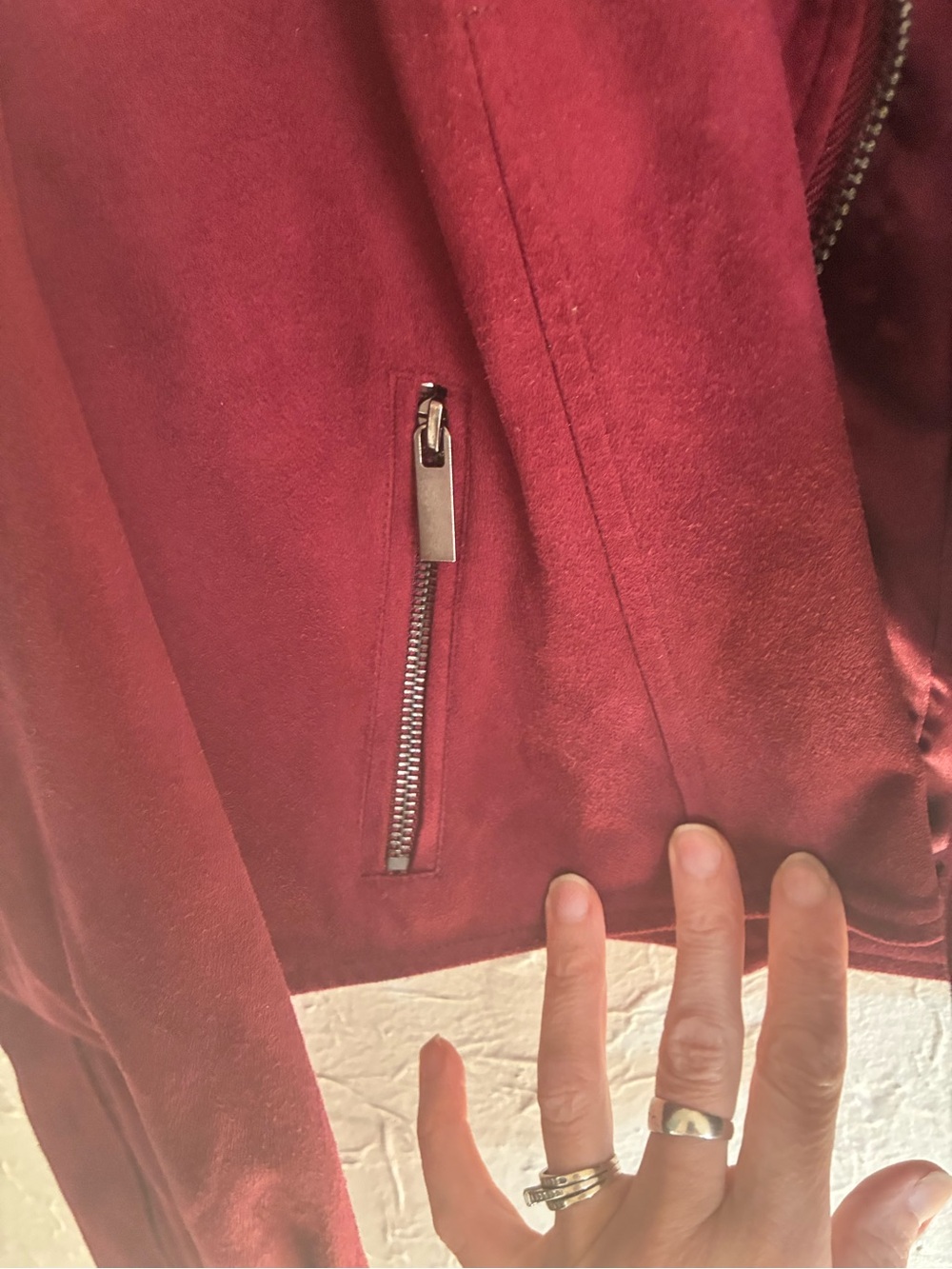 🥳HP Kut from the Kloth Burgundy  Faux Suede Moto Jacket S - Picture 10 of 14